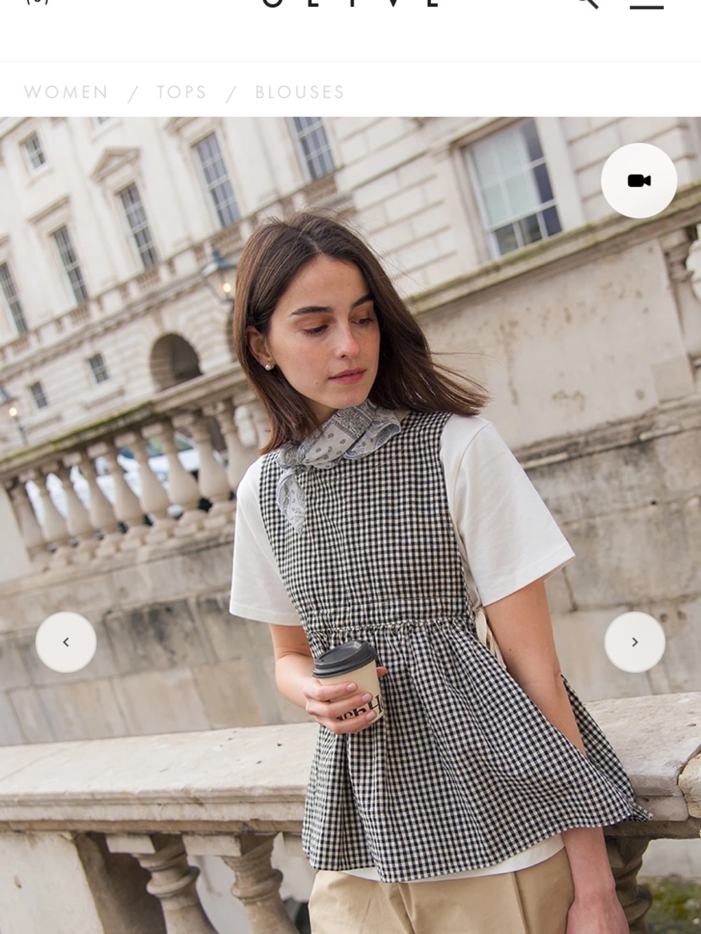 Checked Peplum Camisole Top in Black & White - Women